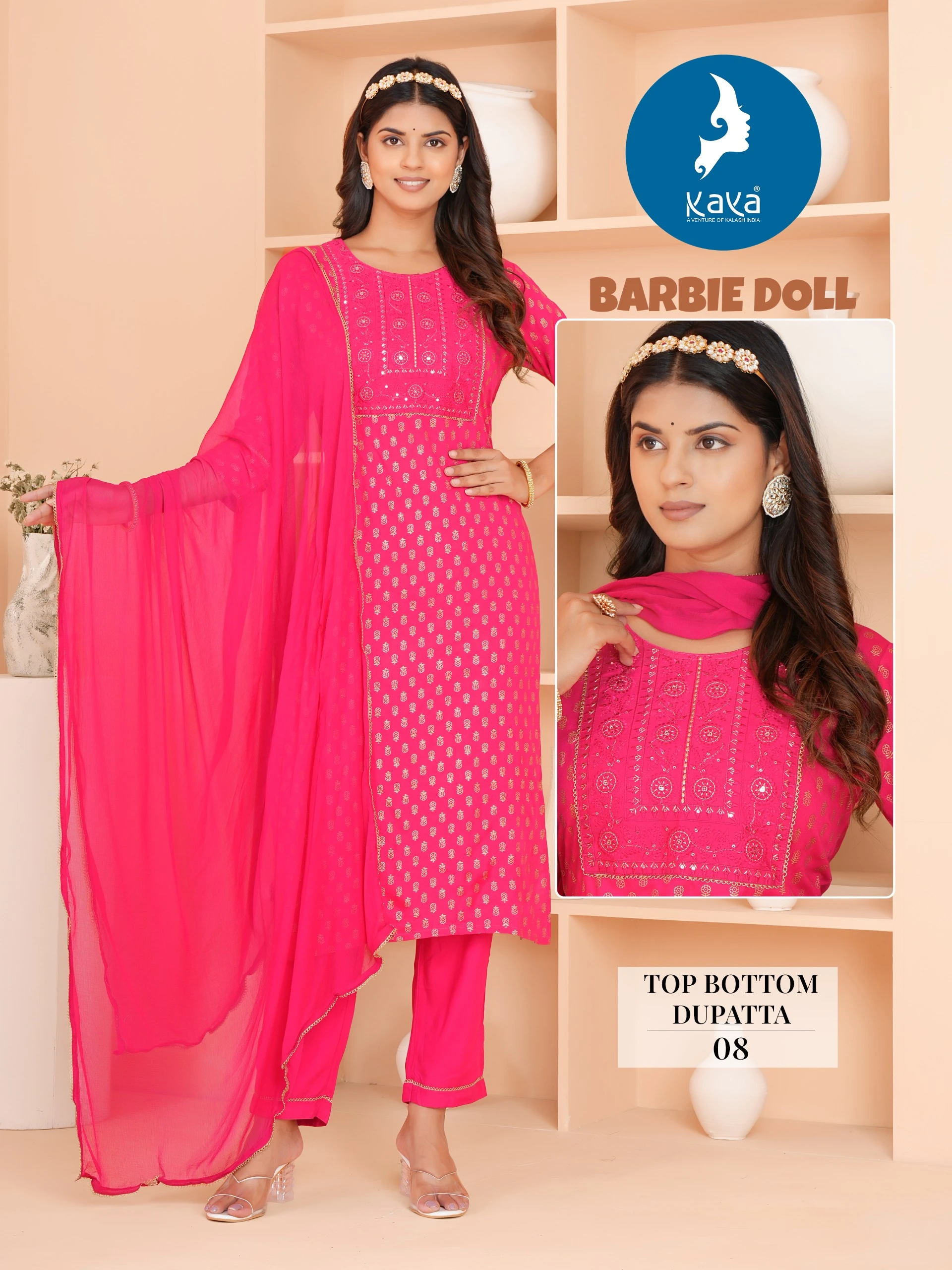 Kaya Barbie Doll Rayon Print Wholesale Readymade Salwar Suit Catalog — Wholesale Readymade Suit, Kaya wholesale from Surat — view 3